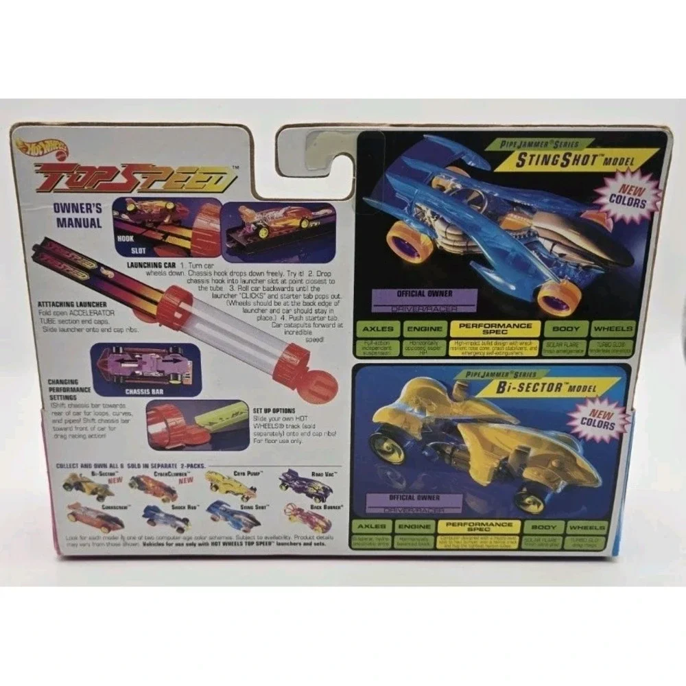 Hot Wheels Top Speed Stingshot/ Bi Sector Green Car and Pink Car NIB